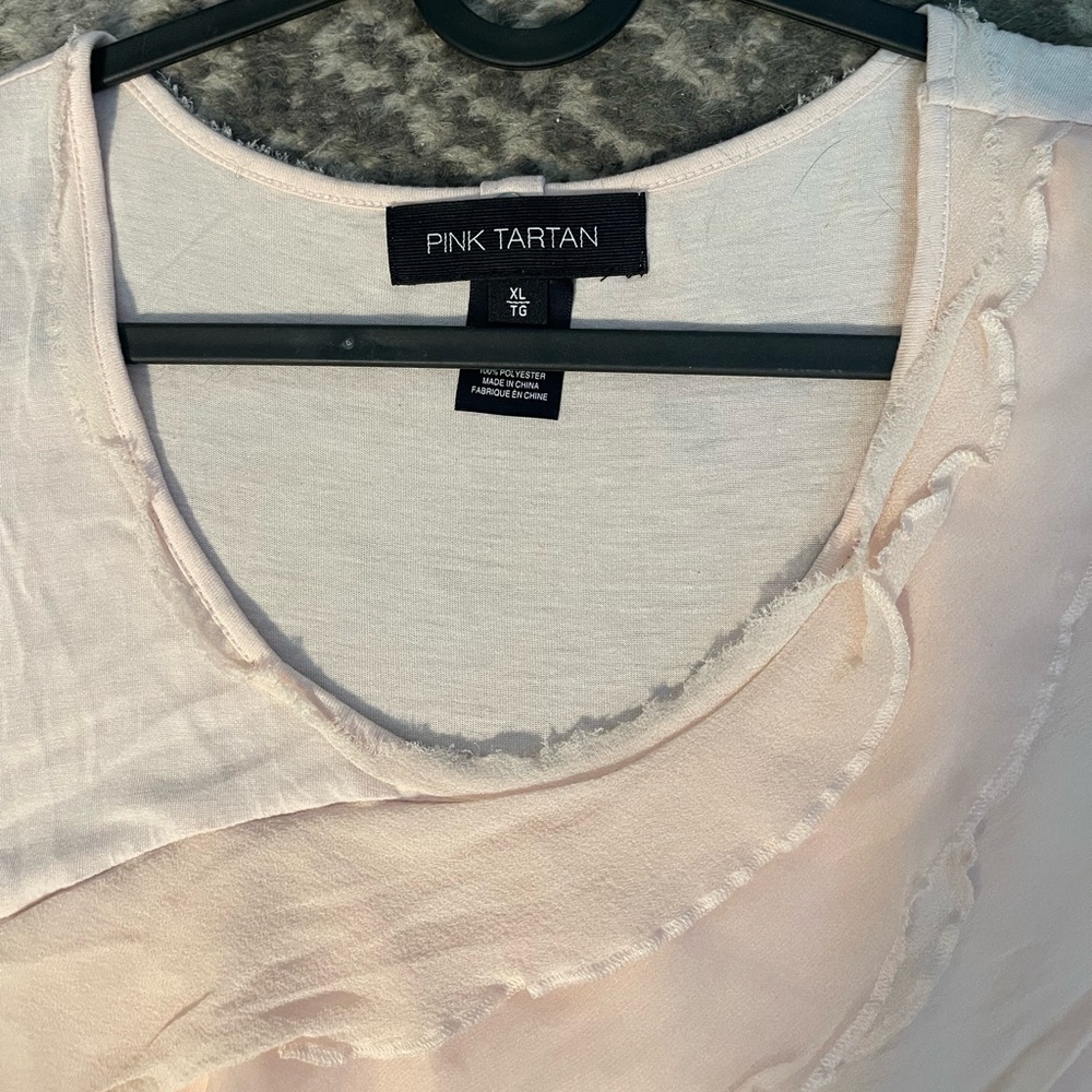 GUC pink tartan pale pink silk tank
